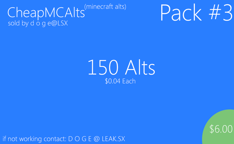 CheapMCAlts | 150 Alts | By Mr Doge@LSX - Payhip