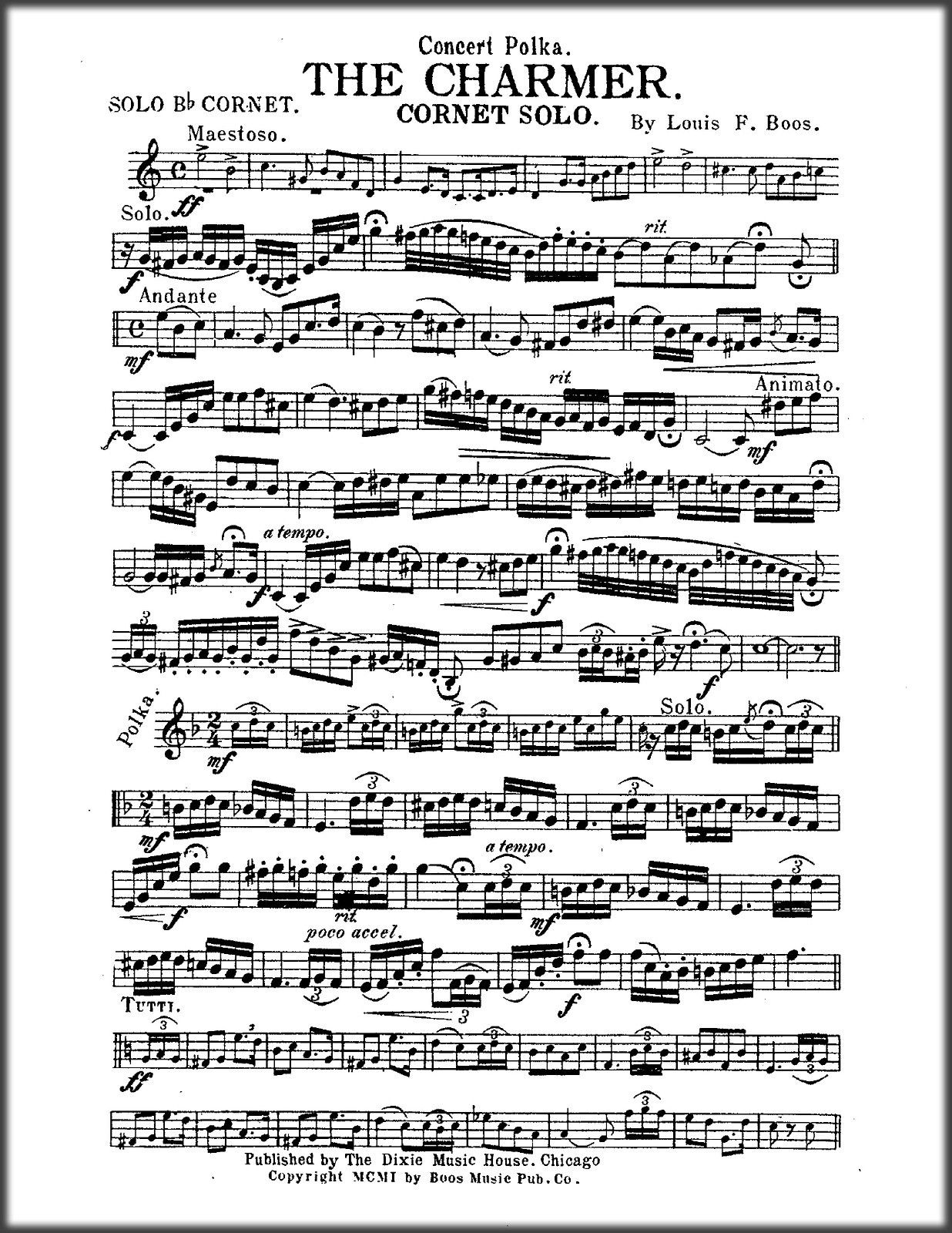 Marching Band Sheet Music The Charmer, Concert Polka by Luis F. Boos