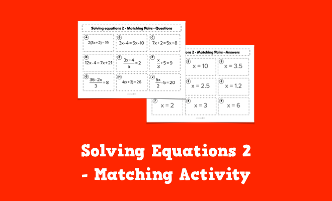 Solving Equations 2 - Matching Activity - Payhip
