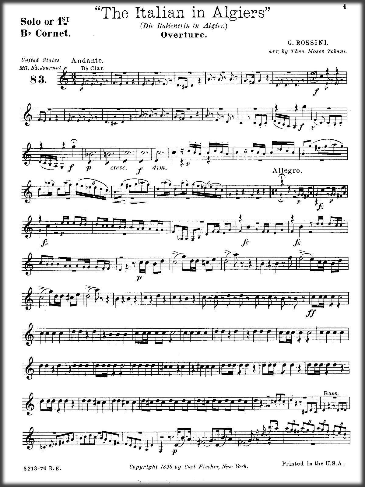 Brass Band Sheet Music The Italian in Algiers Overture by G