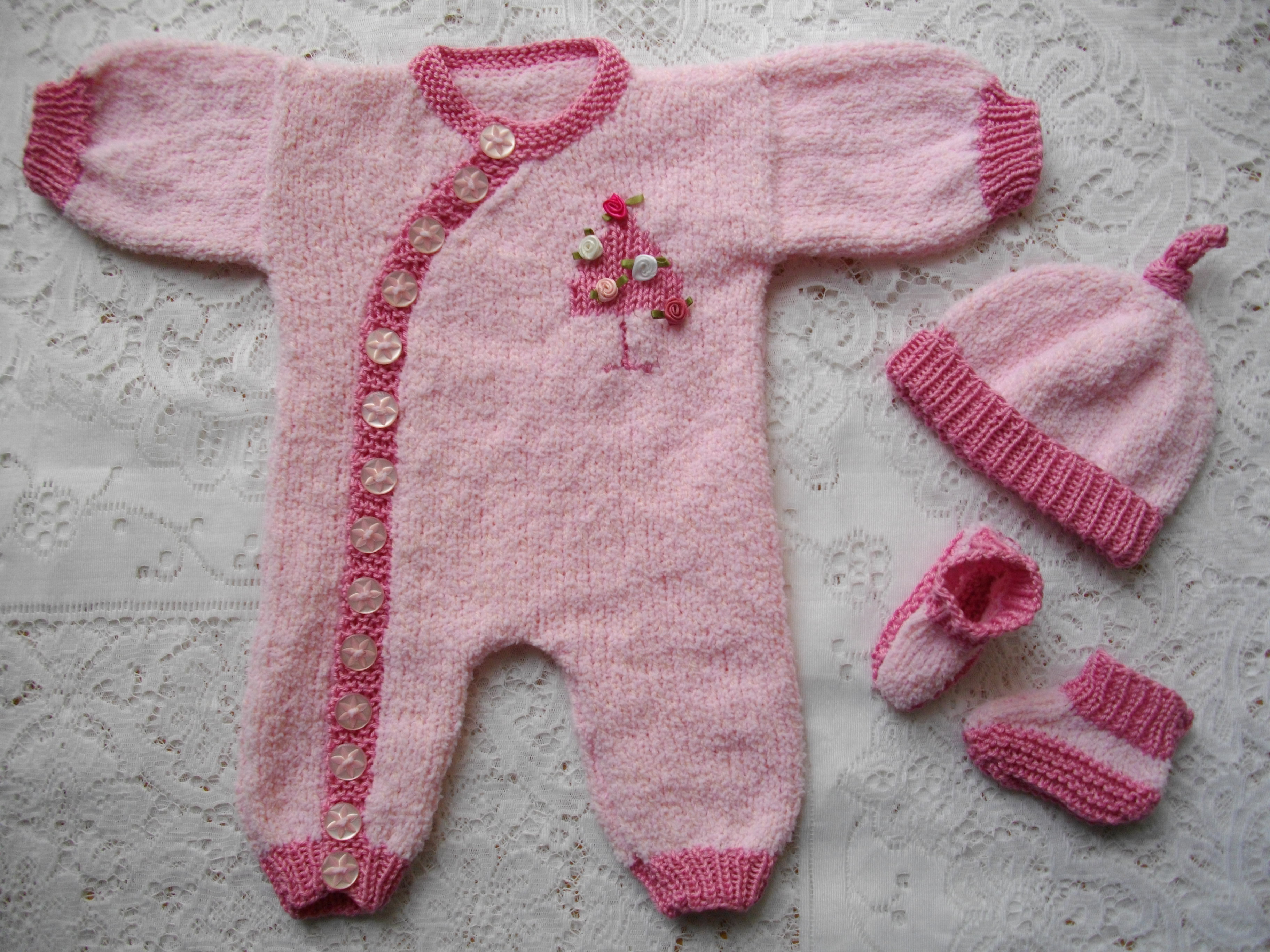 Knitting Pattern 11. Newborn Baby Side Buttoning Romper/Onesie/Playsuit