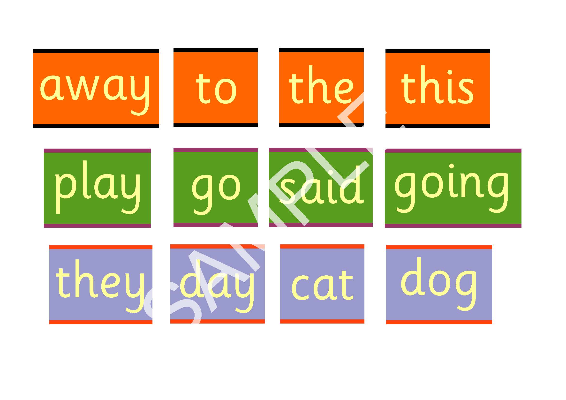 High Frequency Words The first 45 words suitable to create simple